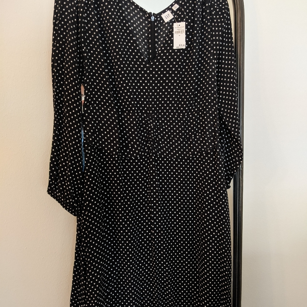 Star pattern long sleeve midi dress